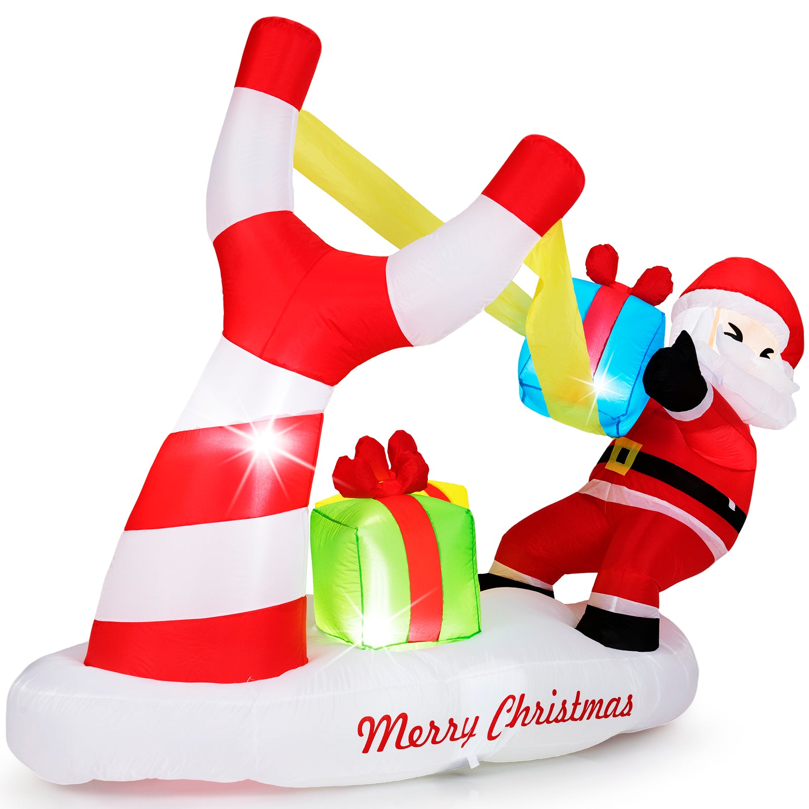7 Feet Christmas Inflatables Santa with Slingshot and Built-in LED Lights Outdoor Decoration, Red Christmas Inflatables at Gallery Canada