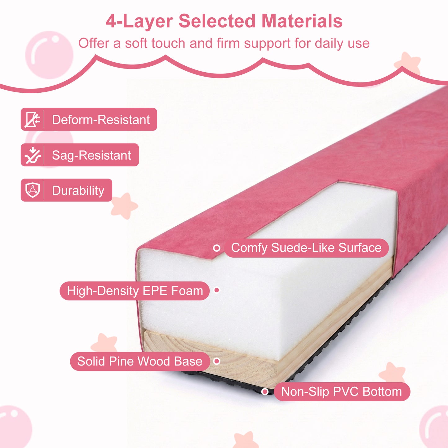 7 Feet Folding Portable Balance Beam, Rose Red Yoga & Gym Mats at Gallery Canada