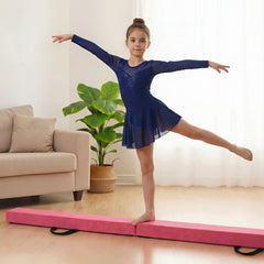 7 Feet Folding Portable Balance Beam, Rose Red