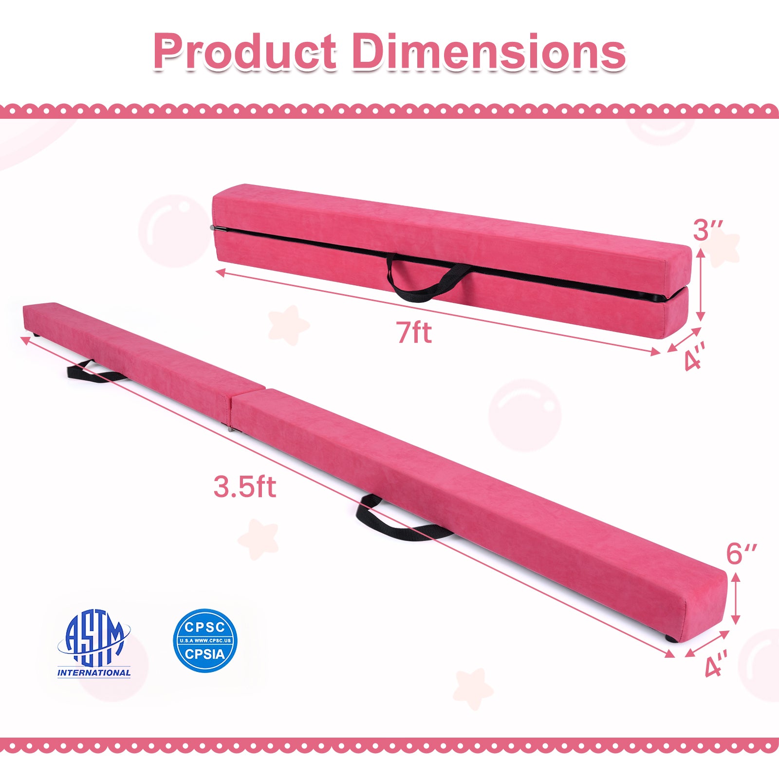 7 Feet Folding Portable Balance Beam, Rose Red Yoga & Gym Mats at Gallery Canada