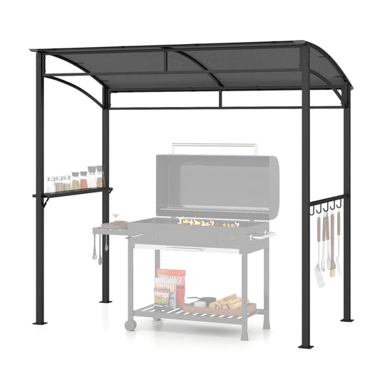 7 Ft Grill Gazebo, with Serving Shelf & Hooks, Gray Gazebos Gray at Gallery Canada