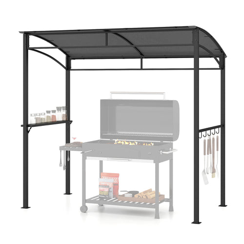7 Ft Grill Gazebo, with Serving Shelf & Hooks, Gray