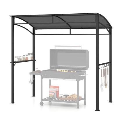 7 Ft Grill Gazebo, with Serving Shelf & Hooks, Gray Gazebos Gray at Gallery Canada