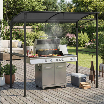 7 Ft Grill Gazebo, with Serving Shelf & Hooks, Gray Gazebos at Gallery Canada