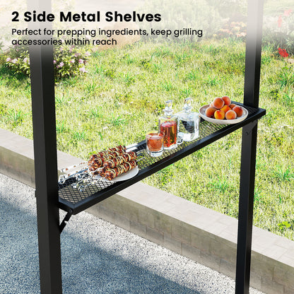 7 Ft Grill Gazebo, with Serving Shelf & Hooks, Gray Gazebos at Gallery Canada