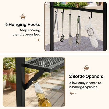 7 Ft Grill Gazebo, with Serving Shelf & Hooks, Gray Gazebos at Gallery Canada