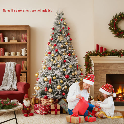 7 Feet Half Artificial Christmas Tree with 852 PE & PVC Branch Tips and 9 Modes-M, Green