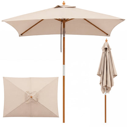 7 Ft Outdoor Rectangular Patio Umbrella, 3 Heights, Beige