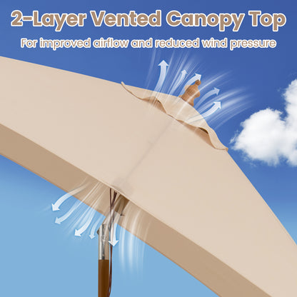 7 Ft Outdoor Rectangular Patio Umbrella, 3 Heights, Beige