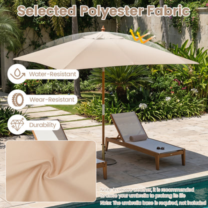 7 Ft Outdoor Rectangular Patio Umbrella, 3 Heights, Beige