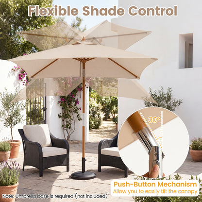 7 Ft Outdoor Rectangular Patio Umbrella, 3 Heights, Beige