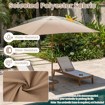 7 Ft Outdoor Rectangular Patio Umbrella, 3 Heights, Coffee