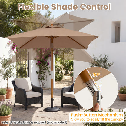 7 Ft Outdoor Rectangular Patio Umbrella, 3 Heights, Coffee