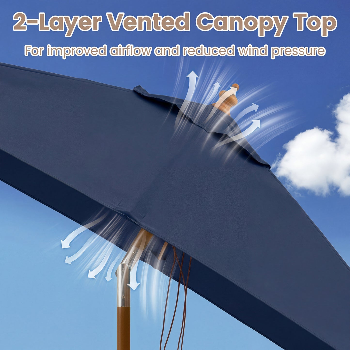 7 Ft Outdoor Rectangular Patio Umbrella, Navy