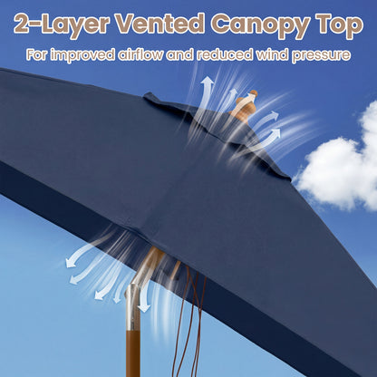 7 Ft Outdoor Rectangular Patio Umbrella, Navy
