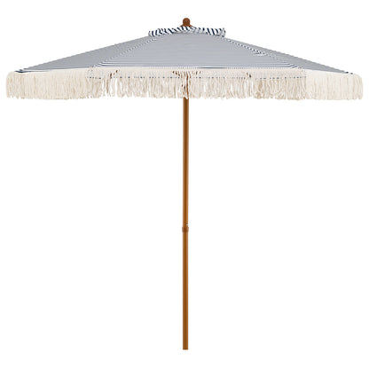 7 Feet Patio Umbrella, Sun-Protective Beach Umbrella With Fringe Tassel, Blue Outdoor Umbrellas Blue at Gallery Canada