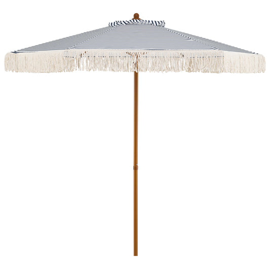 7 Feet Patio Umbrella, Sun-Protective Beach Umbrella With Fringe Tassel, Blue Outdoor Umbrellas Blue at Gallery Canada