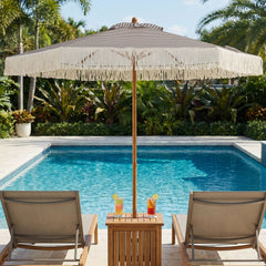 7 Feet Patio Umbrella, Sun Protective Beach Umbrella With Fringe Tassel, Green Outdoor Umbrellas Green at Gallery Canada