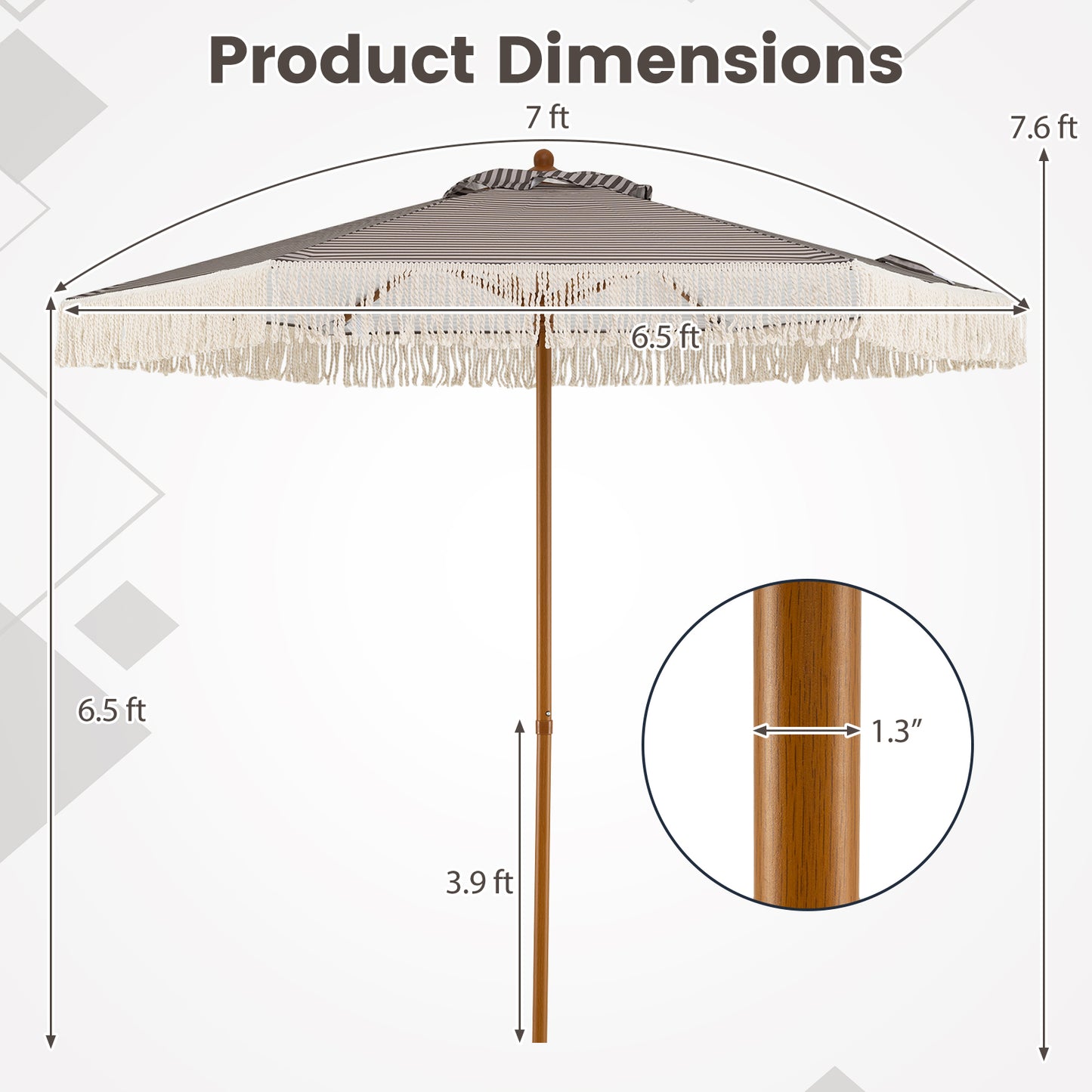 7 Feet Patio Umbrella, Sun Protective Beach Umbrella With Fringe Tassel, Green Outdoor Umbrellas at Gallery Canada