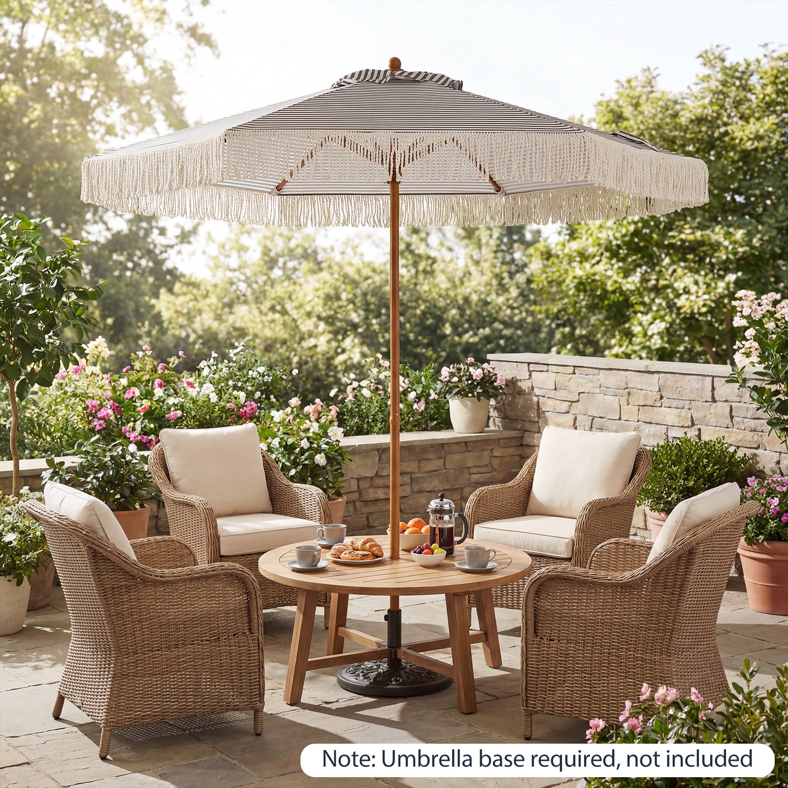 7 Feet Patio Umbrella, Sun Protective Beach Umbrella With Fringe Tassel, Green Outdoor Umbrellas at Gallery Canada
