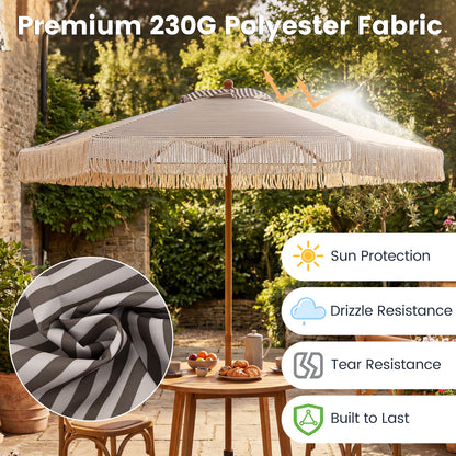 7 Feet Patio Umbrella, Sun Protective Beach Umbrella With Fringe Tassel, Green Outdoor Umbrellas at Gallery Canada
