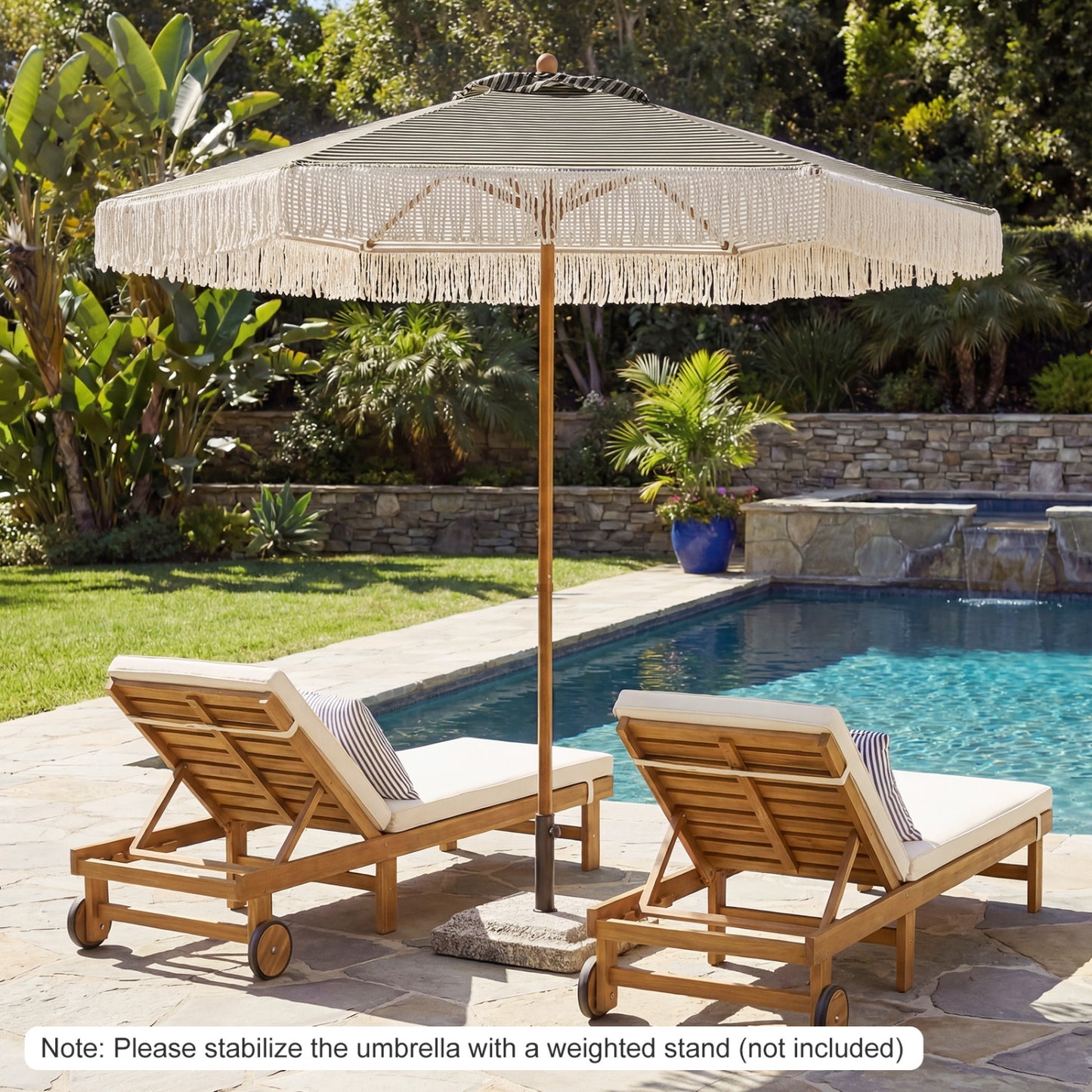 7 Feet Patio Umbrella, Sun Protective Beach Umbrella With Fringe Tassel, Green Outdoor Umbrellas at Gallery Canada