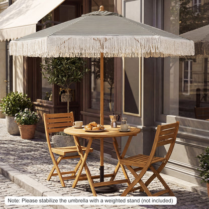 7 Feet Patio Umbrella, Sun Protective Beach Umbrella With Fringe Tassel, Green Outdoor Umbrellas at Gallery Canada
