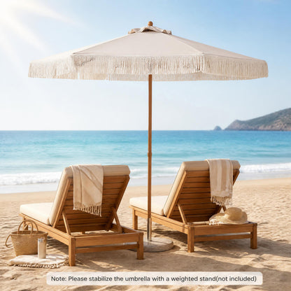 7 Feet Patio Umbrella, Sun-Protective Beach Umbrella, Beige