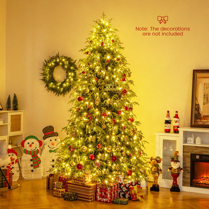7 Feet Pre-Lit Artificial Christmas Tree Hinged Faux Xmas Tree with Soft Branch Tips Christmas Tree at Gallery Canada