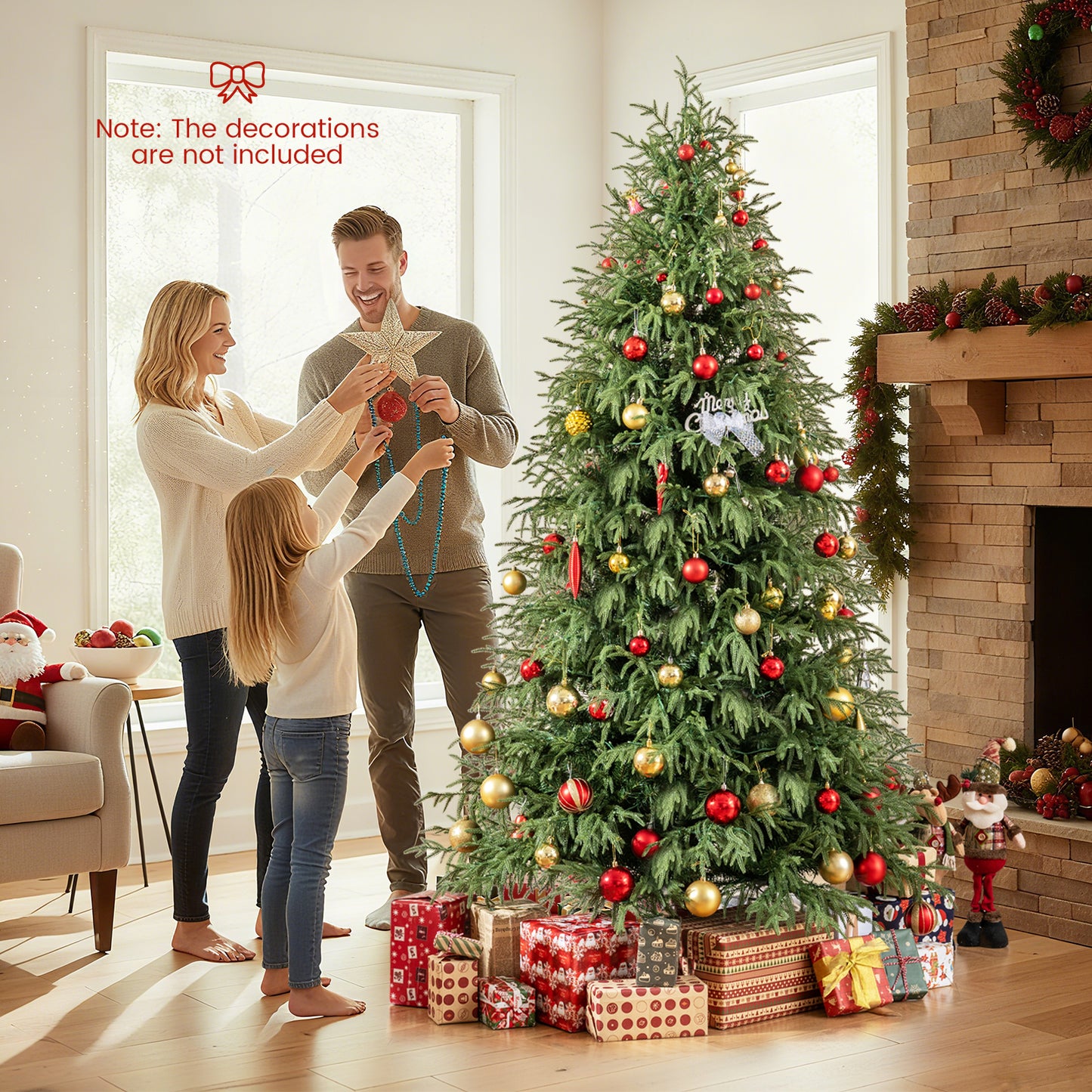 7 Feet Pre-Lit Artificial Christmas Tree Hinged Faux Xmas Tree with Soft Branch Tips Christmas Tree at Gallery Canada