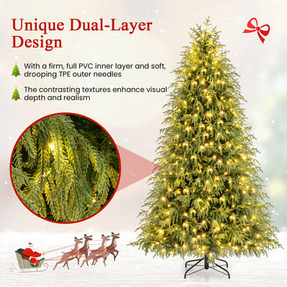 7 Feet Pre-Lit Artificial Christmas Tree Hinged Faux Xmas Tree with Soft Branch Tips Christmas Tree at Gallery Canada