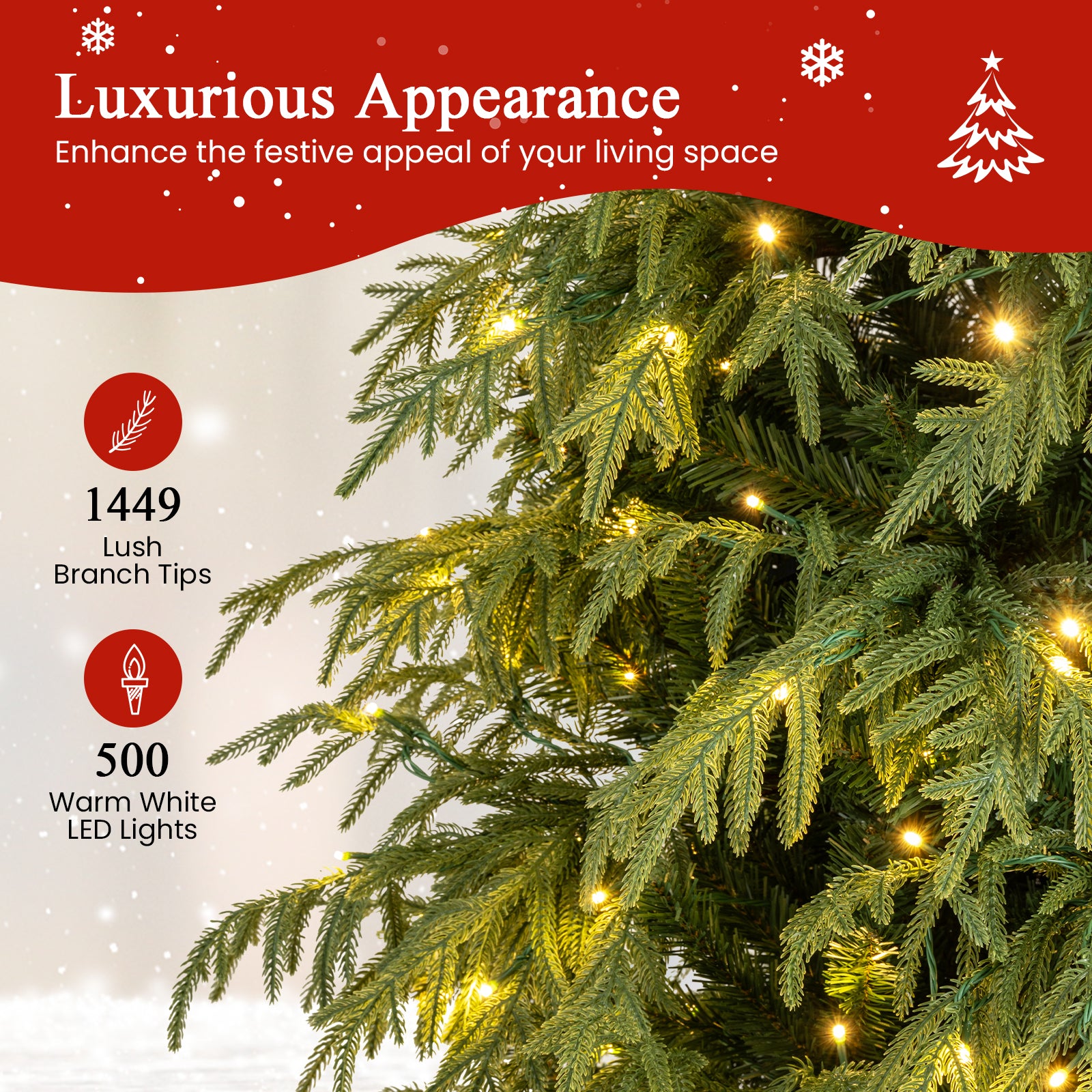 7 Feet Pre-Lit Artificial Christmas Tree Hinged Faux Xmas Tree with Soft Branch Tips Christmas Tree at Gallery Canada