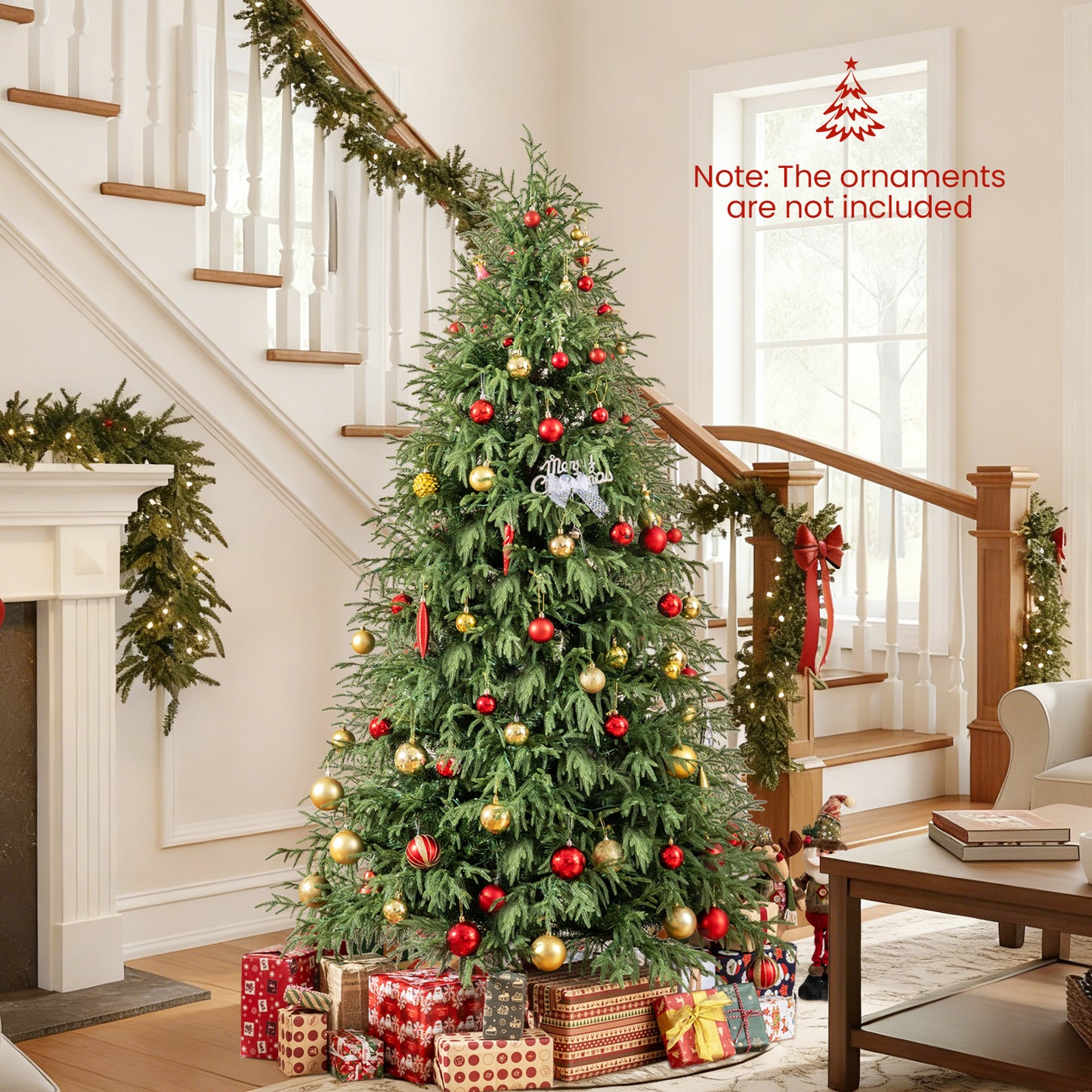 7 Feet Pre-Lit Artificial Christmas Tree Hinged Faux Xmas Tree with Soft Branch Tips Christmas Tree at Gallery Canada