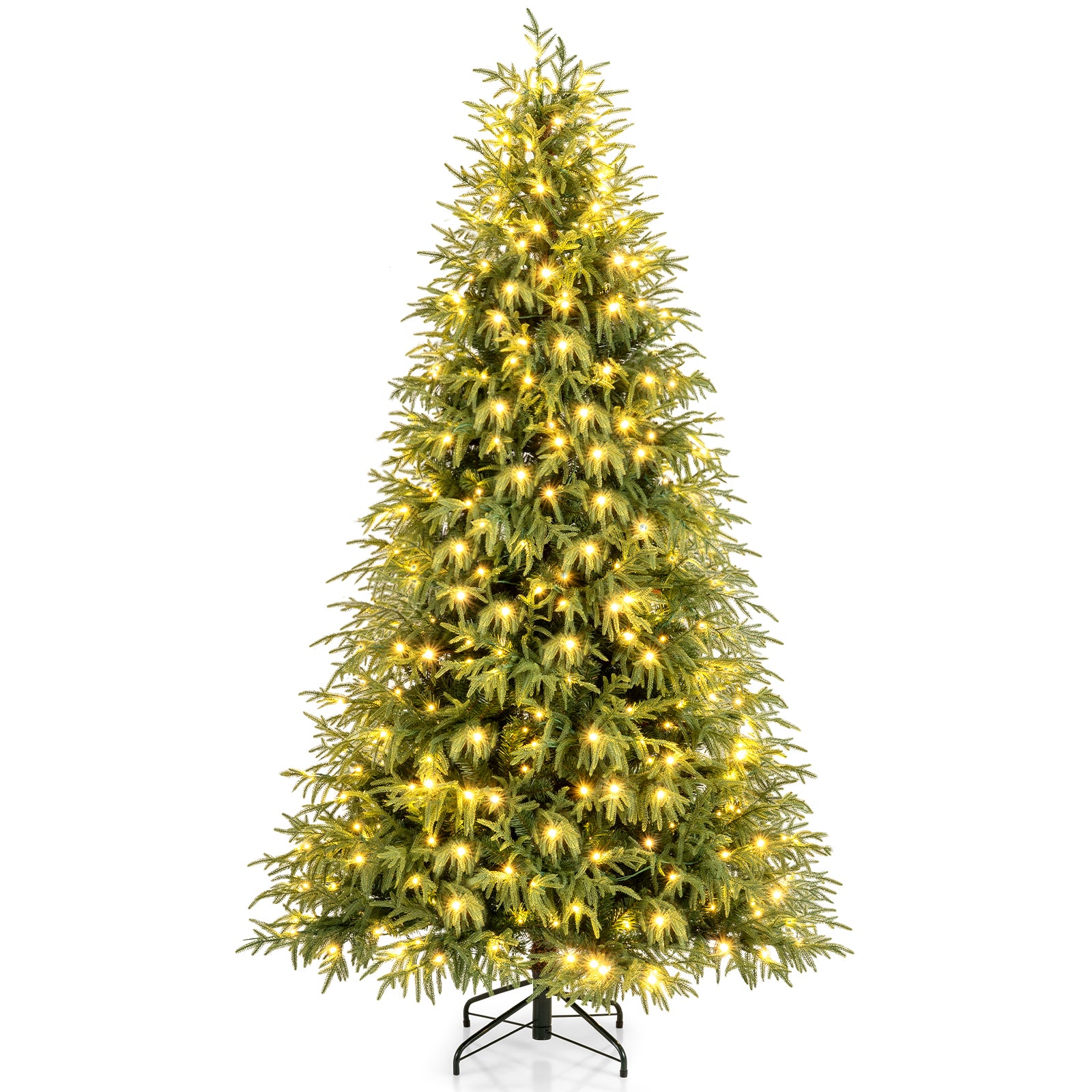 7 Feet Pre-Lit Artificial Christmas Tree Hinged Faux Xmas Tree with Soft Branch Tips Christmas Tree at Gallery Canada