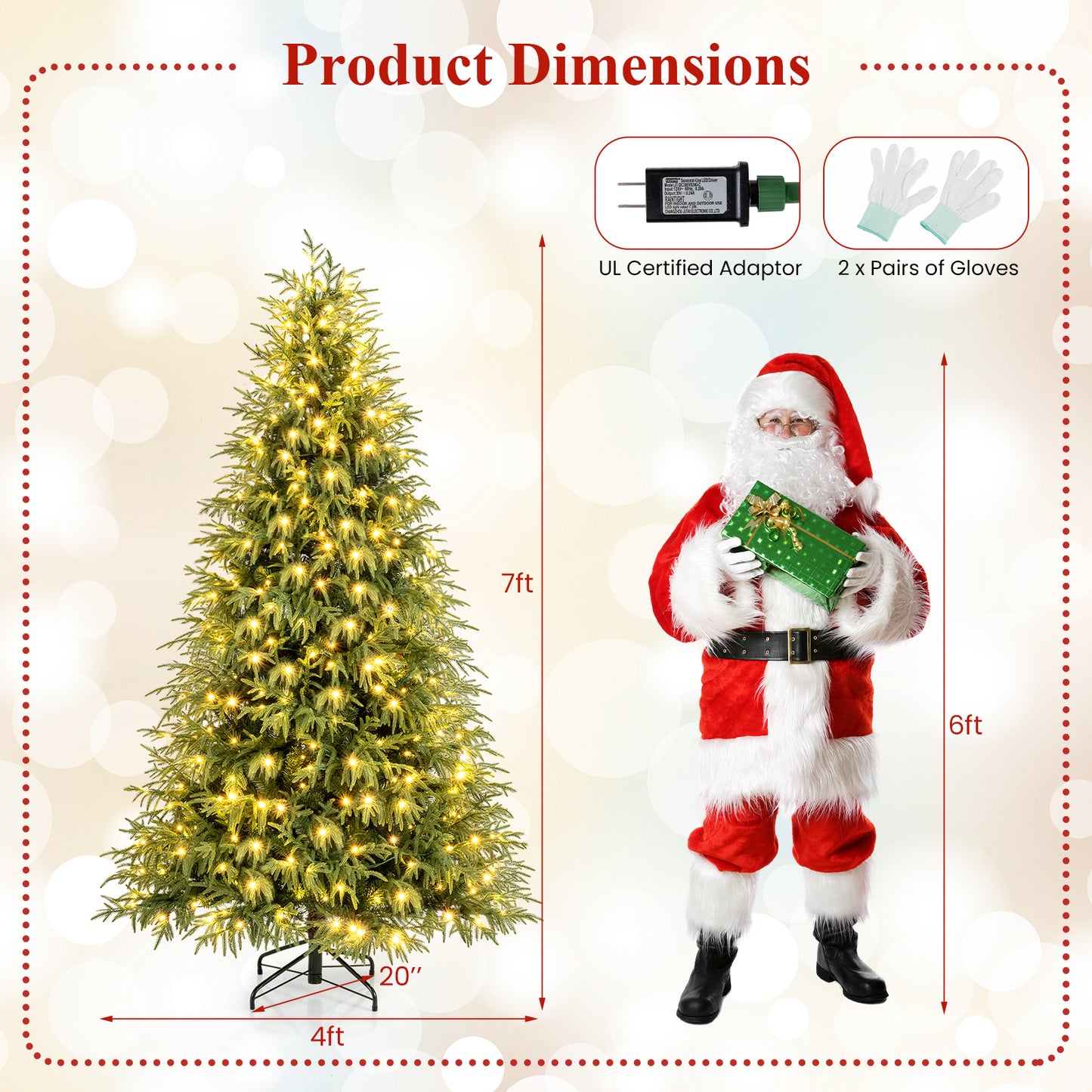 7 Feet Pre-Lit Artificial Christmas Tree Hinged Faux Xmas Tree with Soft Branch Tips Christmas Tree at Gallery Canada