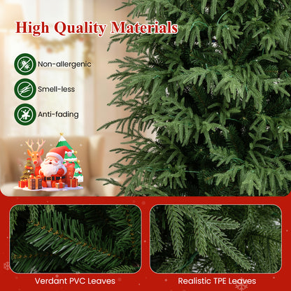 7 Feet Pre-Lit Artificial Christmas Tree Hinged Faux Xmas Tree with Soft Branch Tips Christmas Tree at Gallery Canada