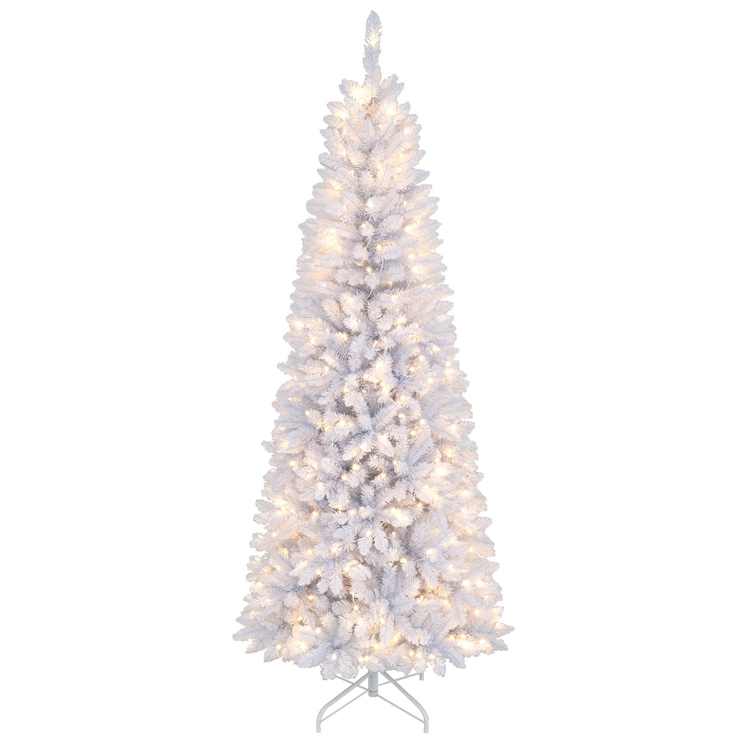 7 Feet Pre-Lit Pencil Christmas Tree, 300 LED Lights, 8 Flash Modes, White Christmas Tree at Gallery Canada