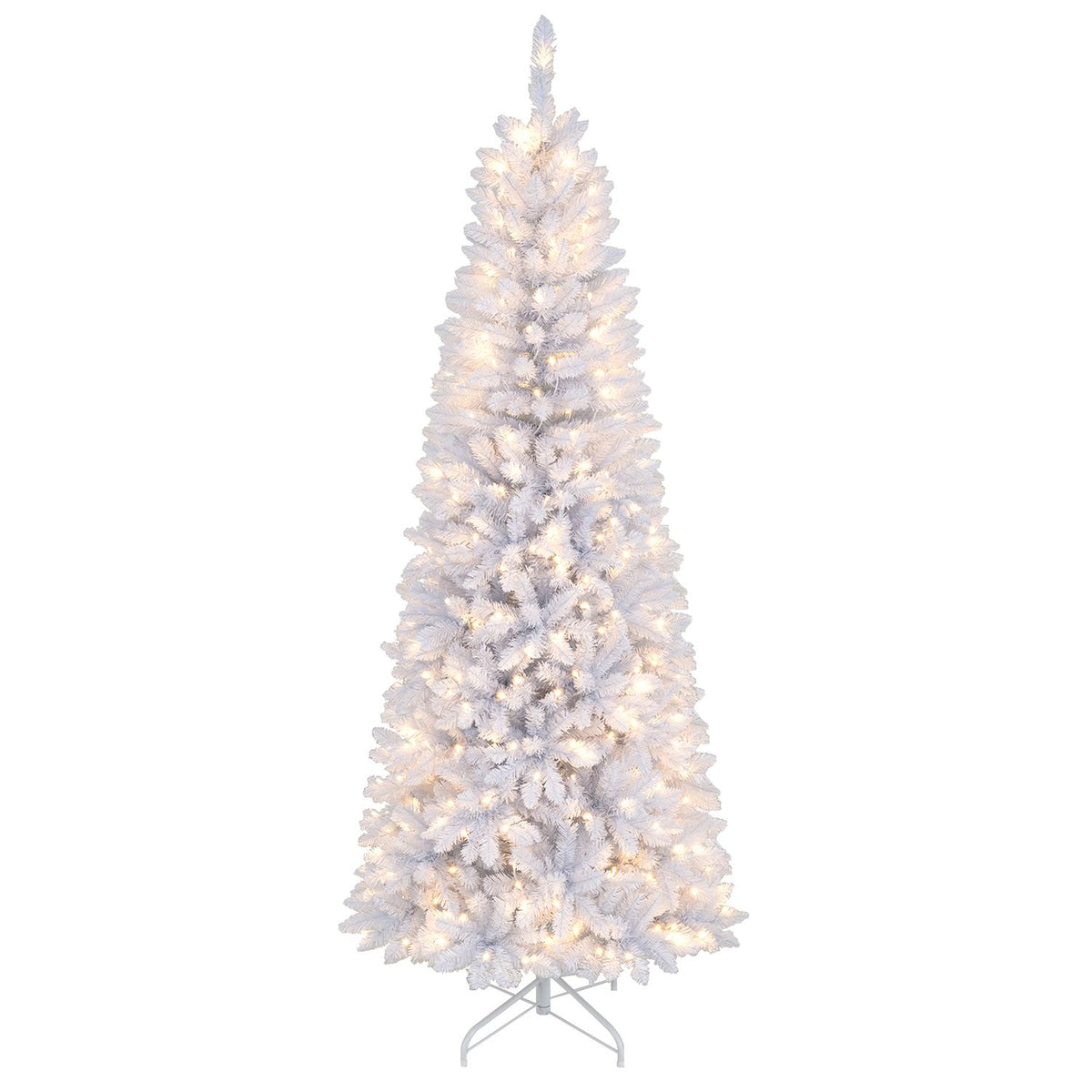 7 Feet Pre-Lit Pencil Christmas Tree, 300 LED Lights, 8 Flash Modes, White Christmas Tree at Gallery Canada