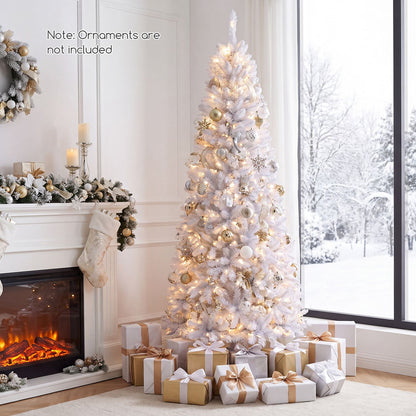 7 Feet Pre-Lit Pencil Christmas Tree, 300 LED Lights, 8 Flash Modes, White Christmas Tree at Gallery Canada