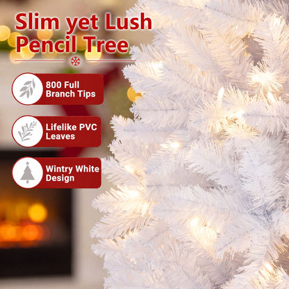 7 Feet Pre-Lit Pencil Christmas Tree, 300 LED Lights, 8 Flash Modes, White Christmas Tree at Gallery Canada