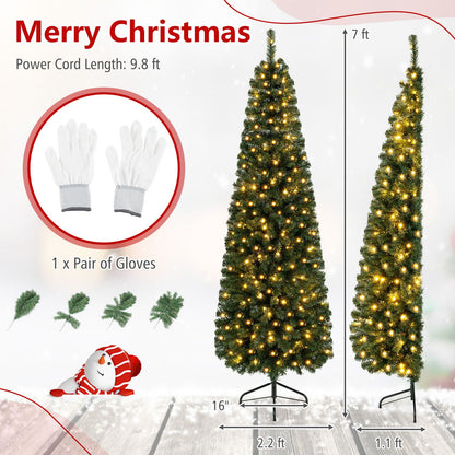 7 Feet Prelit Half-Shape Christmas Tree, 8 Lighting Modes, Green Christmas Tree at Gallery Canada