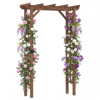 7 Ft Wooden Garden Arch Arbor, Outdoor Trellis For Climbing Plants, Rustic Brown Outdoor Decor Rustic Brown at Gallery Canada
