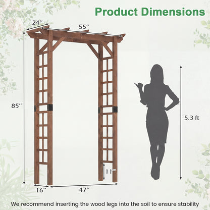 7 Ft Wooden Garden Arch Arbor, Outdoor Trellis For Climbing Plants, Rustic Brown Outdoor Decor at Gallery Canada