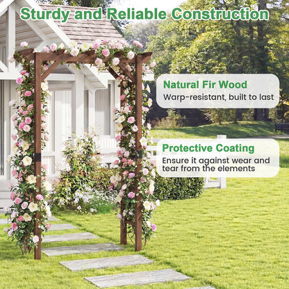 7 Ft Wooden Garden Arch Arbor, Outdoor Trellis For Climbing Plants, Rustic Brown Outdoor Decor at Gallery Canada