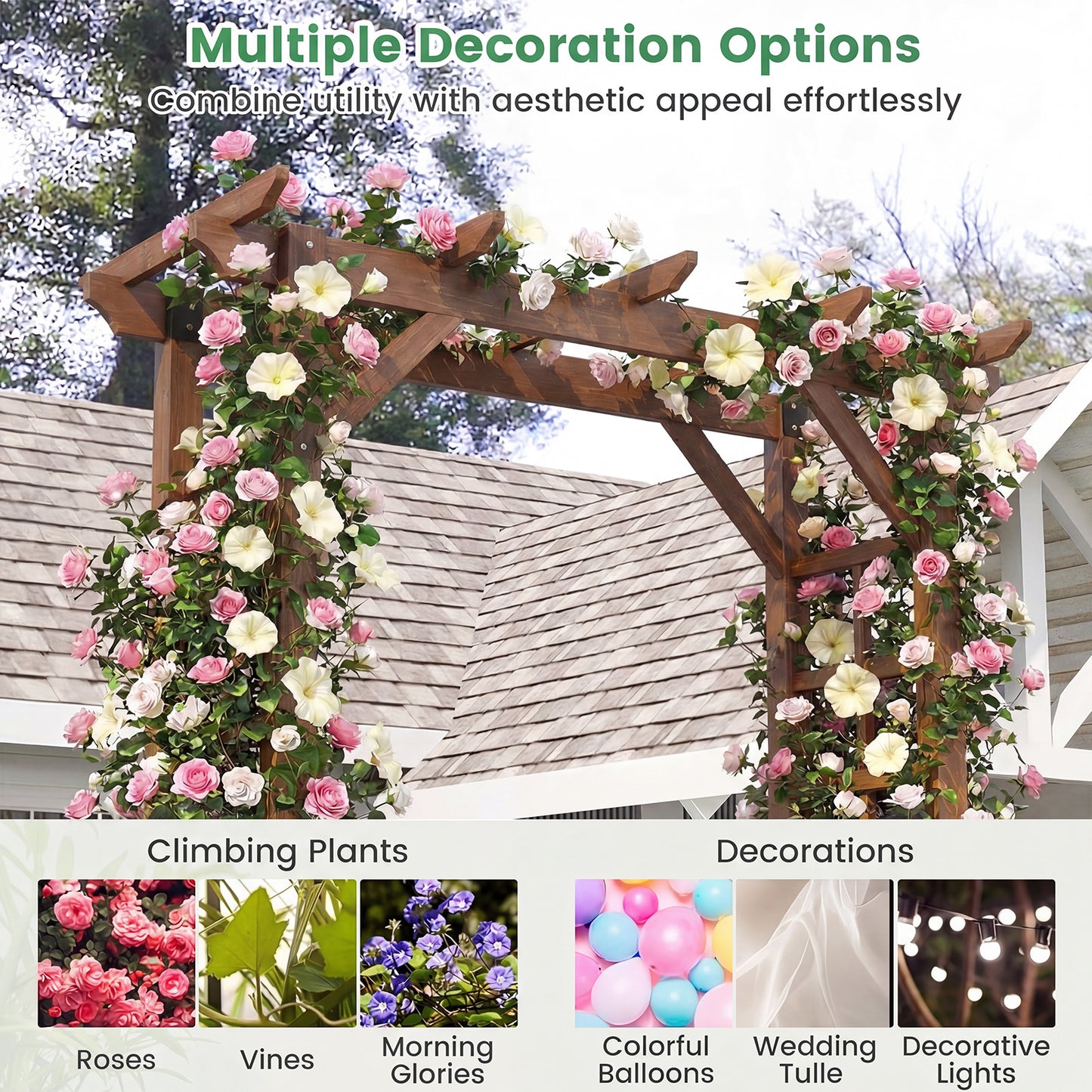 7 Ft Wooden Garden Arch Arbor, Outdoor Trellis For Climbing Plants, Rustic Brown Outdoor Decor at Gallery Canada