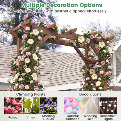 7 Ft Wooden Garden Arch Arbor, Outdoor Trellis For Climbing Plants, Rustic Brown Outdoor Decor at Gallery Canada