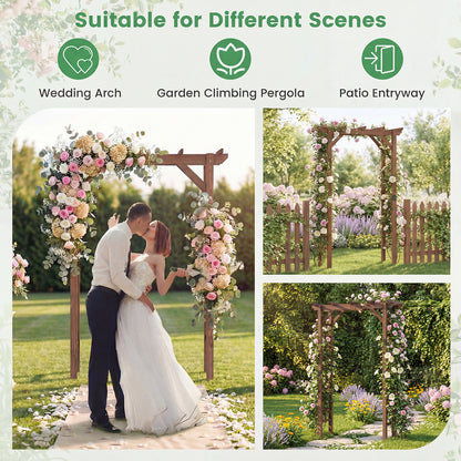7 Ft Wooden Garden Arch Arbor, Outdoor Trellis For Climbing Plants, Rustic Brown Outdoor Decor at Gallery Canada