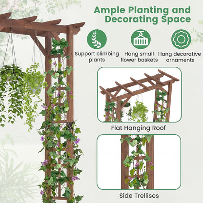 7 Ft Wooden Garden Arch Arbor, Outdoor Trellis For Climbing Plants, Rustic Brown Outdoor Decor at Gallery Canada