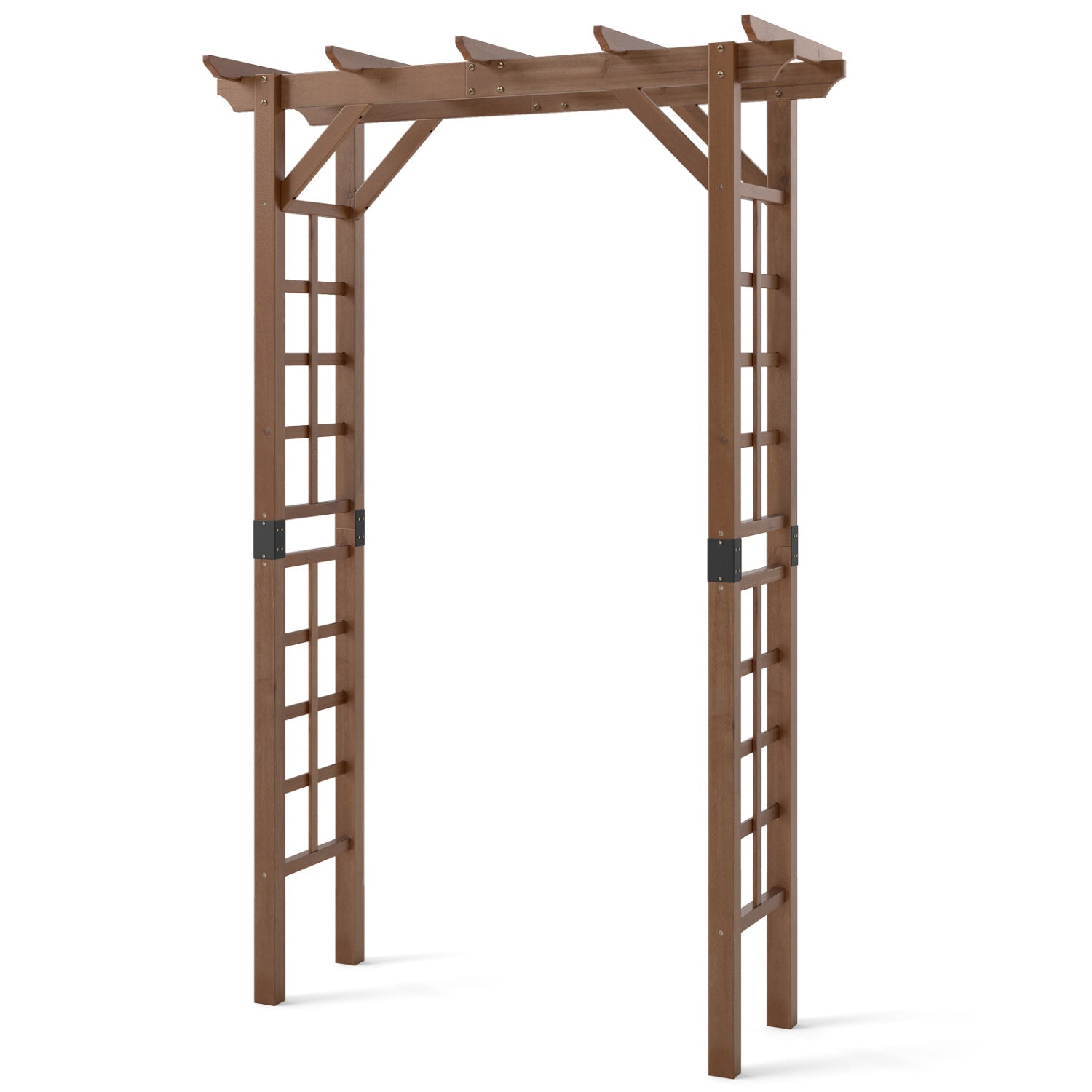 7 Ft Wooden Garden Arch Arbor, Outdoor Trellis For Climbing Plants, Rustic Brown Outdoor Decor at Gallery Canada