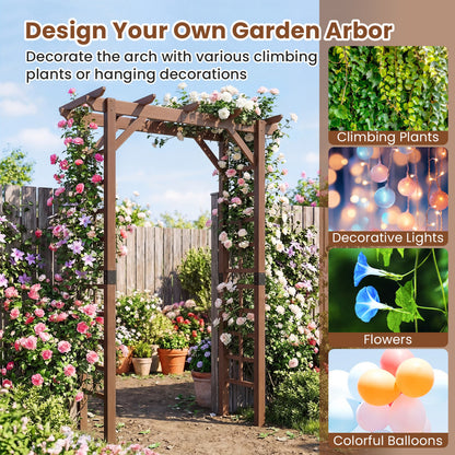 7 Ft Wooden Garden Arch Arbor, Outdoor Trellis For Climbing Plants, Rustic Brown Outdoor Decor at Gallery Canada